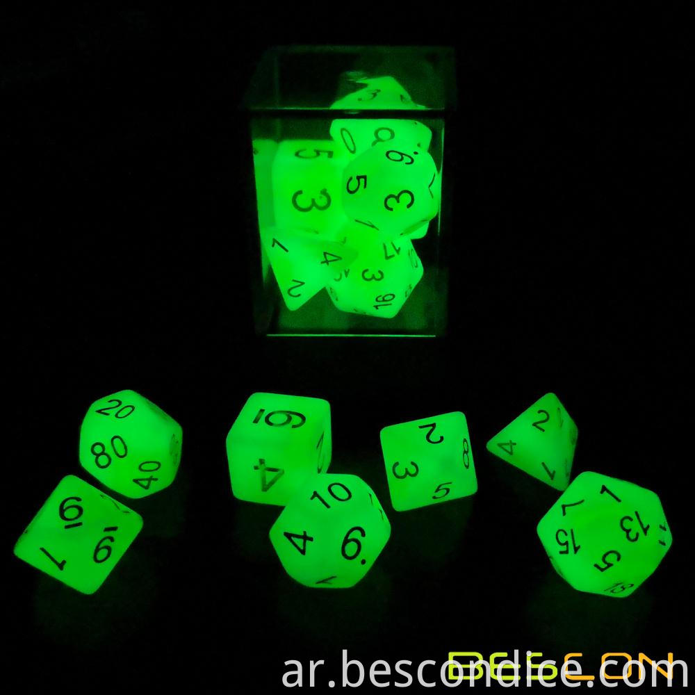 Luminous Jade Game Dice Set 5